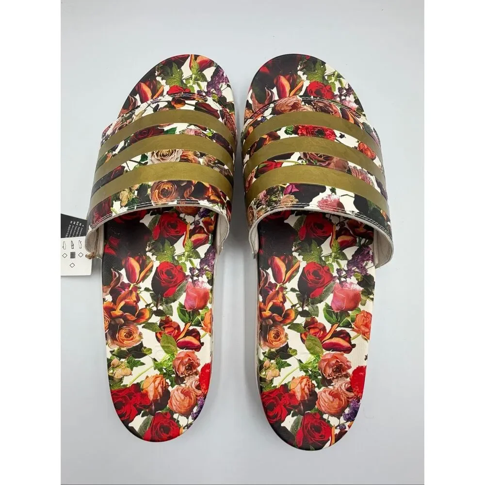 Adidas Adilette Floral Print Slides Sandals NWT Men’s Size 18 EU 54 Rare